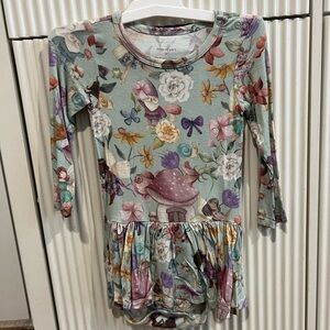 Posh Peanut Floral gnome and Mushroom Kids Dress